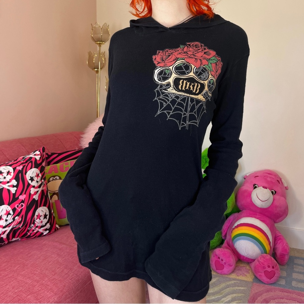 "Brass Knuckle Betty" Hooded Sweater, Punk Grunge / American Apparel / Size L